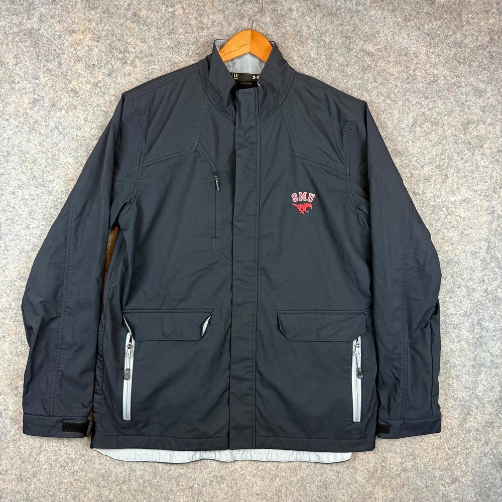 Under Armour Jacket Mens Large Black SMU Mustangs Logo Storm Loose Fit Full Zip